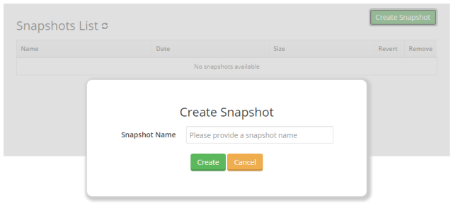 VDS sunucunun disk ve bellek durumunu zaman içinde donduran anlık Snapshot (görüntü) alma süreci